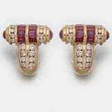 Paar elegante Rubin-Diamant-Ohrclips im Stil von Cartier - photo 1
