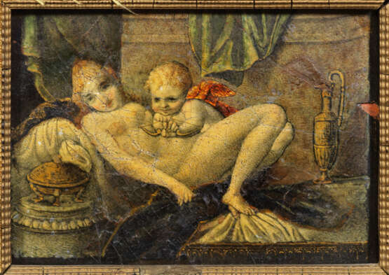 Kleines Emailbild mit Venus und Amor - Foto 1