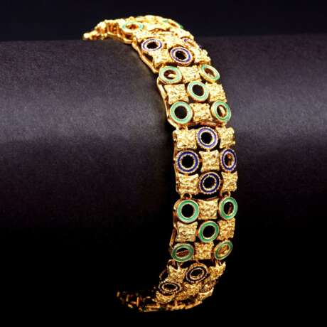 Gold-Armband mit Emaille-Dekor. - Foto 2
