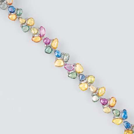Farbenreiches Saphir-Brillant-Armband. - Foto 1