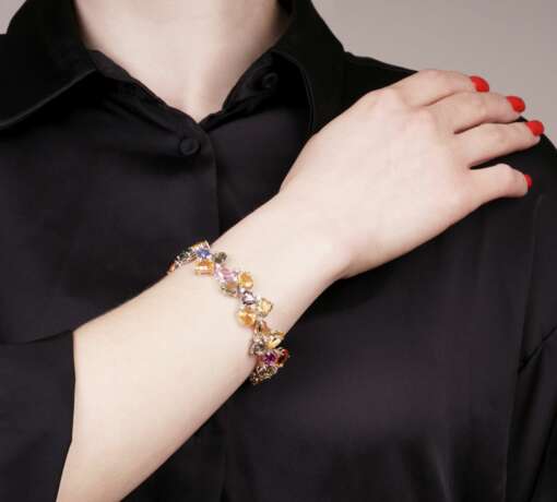 Farbenreiches Saphir-Brillant-Armband. - Foto 3