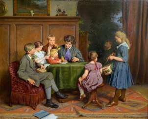 Felix Schlesinger (Lausanne 1833 - Hamburg 1910). Die Familie des Künstlers beim Musizieren.