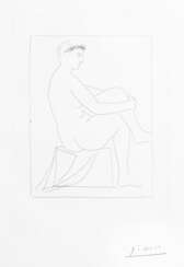 Pablo Picasso (Malaga 1881 - Mougins 1973). Femme nue couronnée des fleurs.