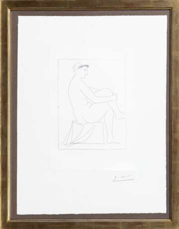 Pablo Picasso (Malaga 1881 - Mougins 1973). Femme nue couronnée des fleurs. - Foto 2