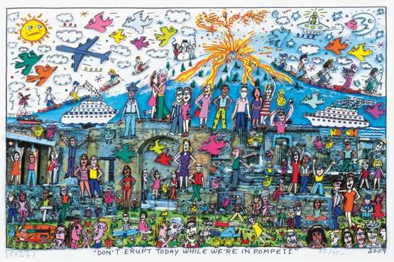 James Rizzi (New York 1950 - New York 2011). Don't Erupt Today While We're in Pompeii. - photo 1