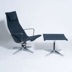Charles & Ray Eames. Aluminium Chair EA 124 mit Ottomane EA 125.