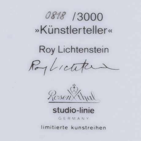 Roy Lichtenstein (New York 1923 - New York 1997). Künstler-Platzteller für Rosenthal. - Foto 2