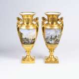 Atelier Céline Parmentier-Jolly tätig um 1843-49. Paar feiner französischer Empire-Vasen. - photo 1