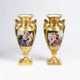 Atelier Céline Parmentier-Jolly tätig um 1843-49. Paar feiner französischer Empire-Vasen. - photo 2