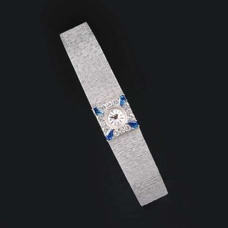 Piaget. Damen-Armbanduhr mit Brillant- und Saphir-Besatz. - фото 1