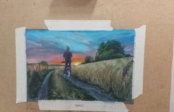 После дождя бумага пастельная Pastel sur papier реалистичная живопись Paysage rural 2021 - photo 2