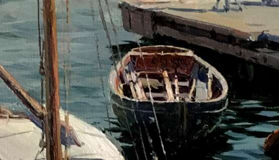 Яхта на берегу Pjotr Tarassowytsch Malzew (1907 - 1993) Karton Öl Realismus Marinemalerei UdSSR (1922-1991) 1947 - Foto 2