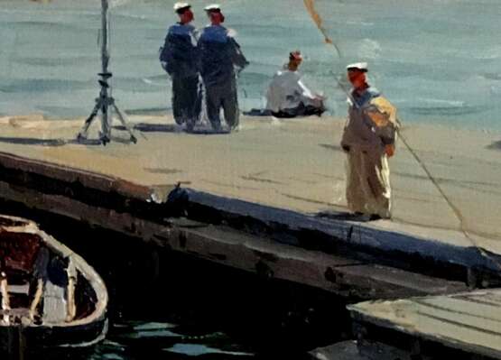 Яхта на берегу Pyotr Tarasovych Maltsev (1907 - 1993) Cardboard Oil Realism Marine art USSR (1922-1991) 1947 - photo 3