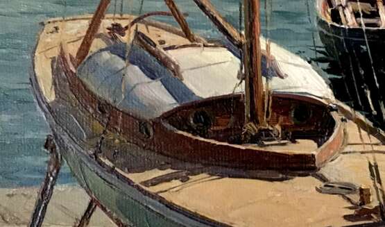 Яхта на берегу Pyotr Tarasovych Maltsev (1907 - 1993) Cardboard Oil Realism Marine art USSR (1922-1991) 1947 - photo 4
