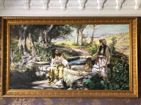 Иисус и Самарянка "холст" "масло" Ölgemälde иконописная живопись Ukraine 2002 - Foto 1