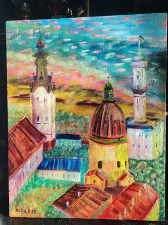Oil painting “Україна.Ukraine. Львів. Lviv”, Canvas on the subframe, Paintbrush, Cityscape, Ukraine, 2022 - photo 1