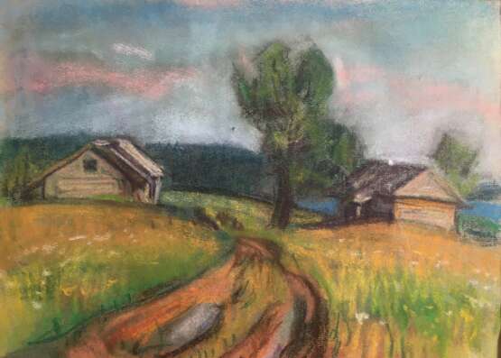 Пейзаж 5 ГНЕУШЕВ Константин Григорьевич Papier Pastell Realismus Landschaftsmalerei Russland 1995 - Foto 1