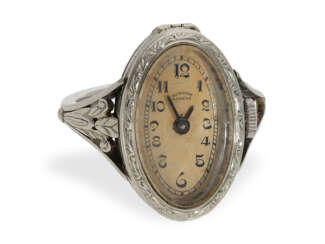 Seltene und attraktive Jugendstil-Ringuhr, Marke Glycine Geneve, ca.1910, Originalbox