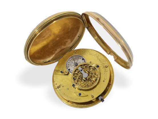 Hervorragend erhaltene, große Gold/Emaille-Taschenuhr "Paillon", Van Overklift Dordrecht, ca.1800 - Foto 2