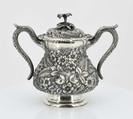 Four-piece coffee service decorated with dense floral relief - фото 10