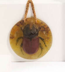 Round pendant with beetle