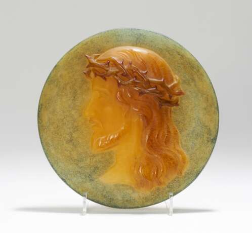 Large Pâte de verre plaque with the profile of Christ - Foto 1