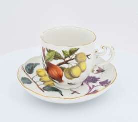 Cup and saucer with fruits and insects