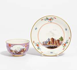 Tea bowl and saucer with merchant navy scenes