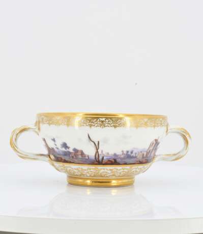 Small Double-Handled Tureen and saucer with Landscape paintings - photo 11