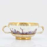 Small Double-Handled Tureen and saucer with Landscape paintings - фото 11