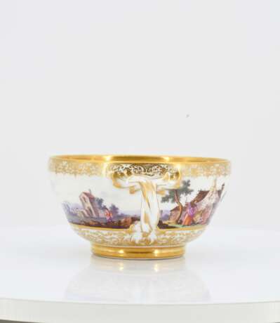 Small Double-Handled Tureen and saucer with Landscape paintings - photo 1