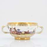 Small Double-Handled Tureen and saucer with Landscape paintings - Foto 8