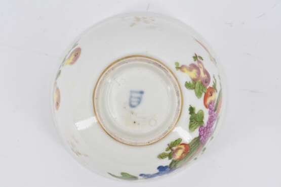 Four tea bowls with fruits and birds - photo 5