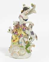 Shepherdess with lamb