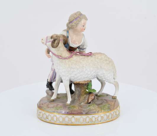 Girl with billy goat and girl with sheep - photo 4