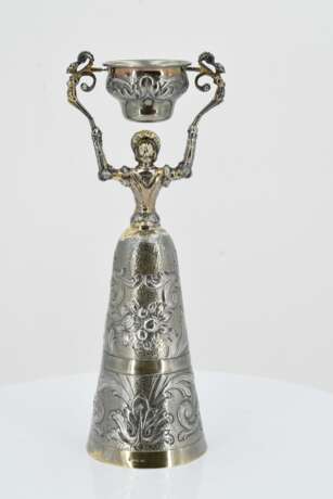 Lidded historicism goblet with barrel rider and bridal cup - photo 2
