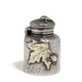 Japanese style silver inkwell with maple leaves and small beetles - фото 1