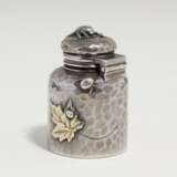 Japanese style silver inkwell with maple leaves and small beetles - photo 3