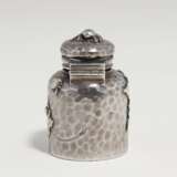Japanese style silver inkwell with maple leaves and small beetles - photo 4