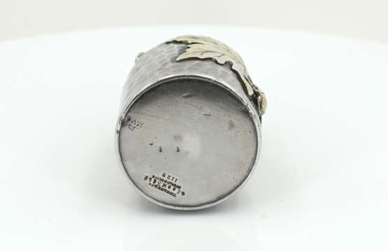 Japanese style silver inkwell with maple leaves and small beetles - Foto 6