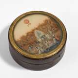 Small round box with Mongolfière over park with equestrian statue - photo 1