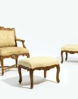 Armchair and a pair of small stools