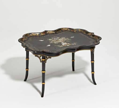Regency Lacquer Tray with Flower Bouquet and Bird décor - Foto 1