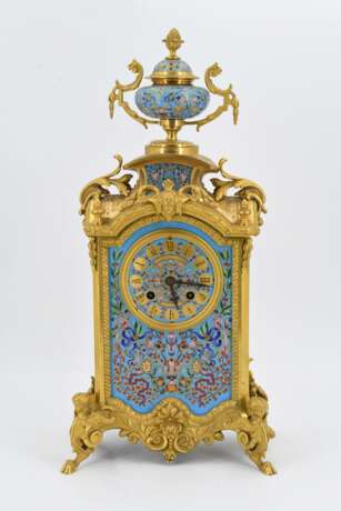 Pendulum clock with floral enamel décor - фото 2
