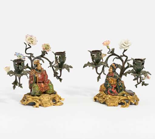Pair of candelabra with Chinese figurines - Foto 1