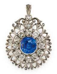 Sapphire-Diamond-Brooch