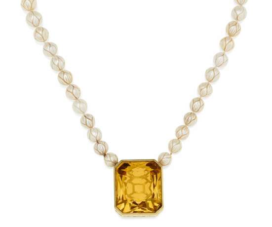 Citrine-Pearl-Necklace - фото 1