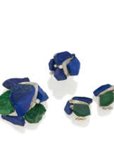 Lapis Lazuli-Diamond-Set: Brooch, Ring and Ear Clip Ons