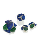 Lapis Lazuli-Diamond-Set: Brooch, Ring and Ear Clip Ons - Foto 1