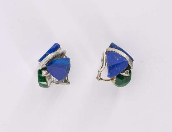 Lapis Lazuli-Diamond-Set: Brooch, Ring and Ear Clip Ons - Foto 4